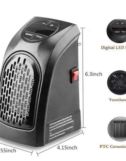 Handy Heater Room Heater for Home, Office, Camper LED Screen 400 Watts Portable Wall Heater Warmer, Mini Blower Heater for Winter